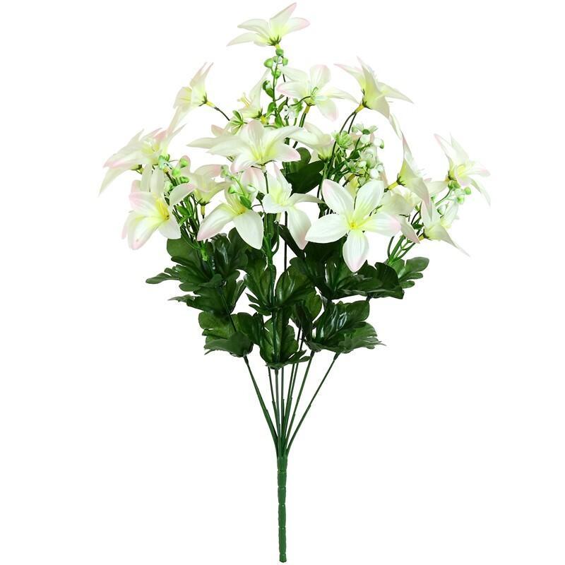 RAMO RELLENO LILIES X9-54 CM CREMA