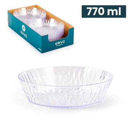 CUENCO RHOMB LUXE 18 CM 770 ML TRANSPARENTE