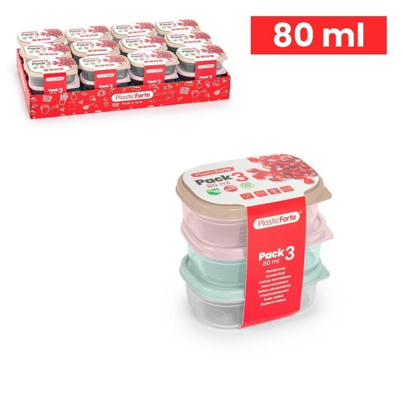 PACK 3 FIAMBRERAS RECTANGULAR 80 ML SURT VRM
