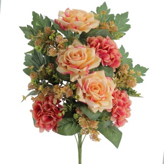PALMA HYDRANGEA ROSAS CORAL