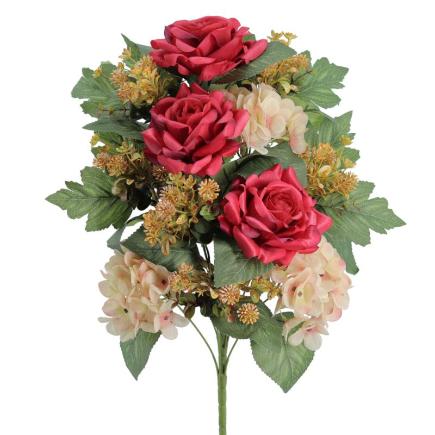 PALMA HYDRANGEA ROSAS ROJO