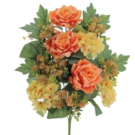 PALMA HYDRANGEA ROSAS NARANJA
