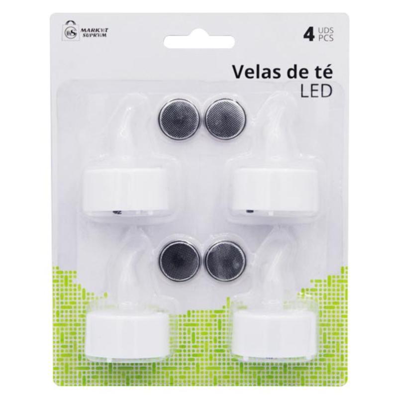 VELAS DE TE LED 4 UDS PILAS INCLUIDOAS 3.7X4