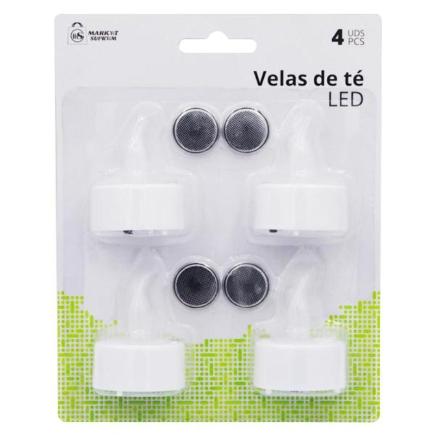 VELAS DE TE LED 4 UDS PILAS INCLUIDOAS 3.7X4