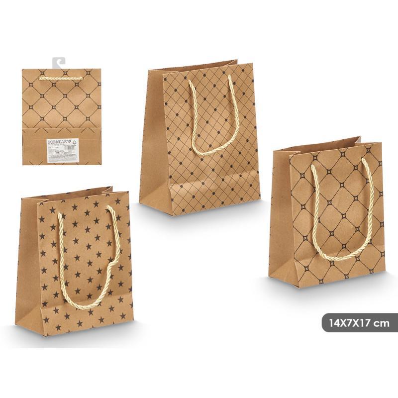 BOLSA ASA KRAFT SURT 3 ESTAMPADOS 14X7X17 CM