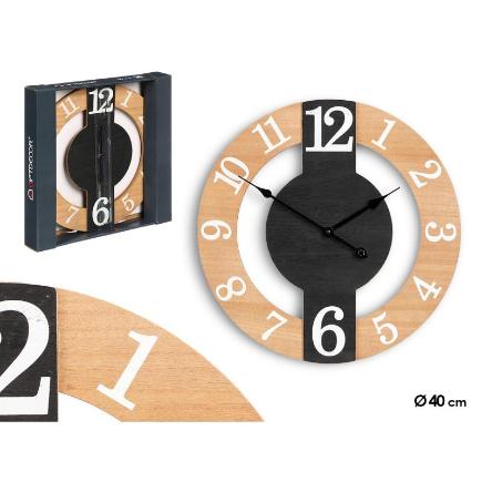 RELOJ PARED NEGRO NATURAL