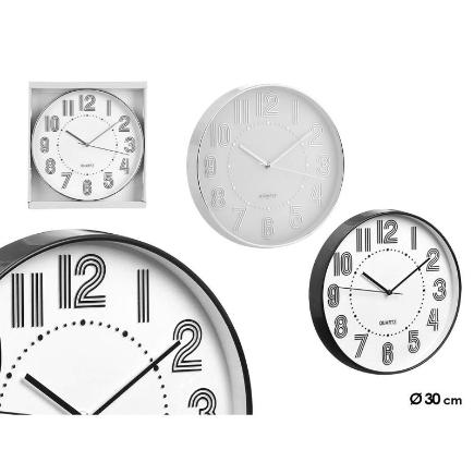 RELOJ REDONDO 30 CM NUMEROS RAYAS SURT