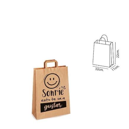 BOLSA PAPEL CON ASA KRAF 32X11X22 CM. SONRIE
