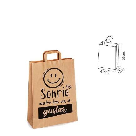 BOLSA PAPEL CON ASA KRAFT 41X12X32 SONRIE
