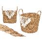 MACETERO MIMBRE MACRAME POMPON BLAN