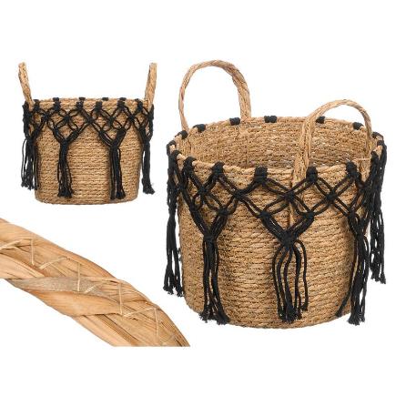 MACETERO MIMBRE MACRAME COLGANTE NEG