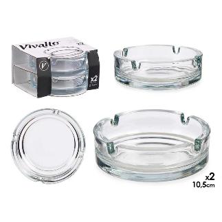 SET 2 CENICERO VIDRIO GRANDE 10.5 CM