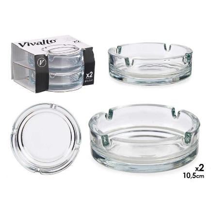 SET 2 CENICERO VIDRIO GRANDE 10.5 CM