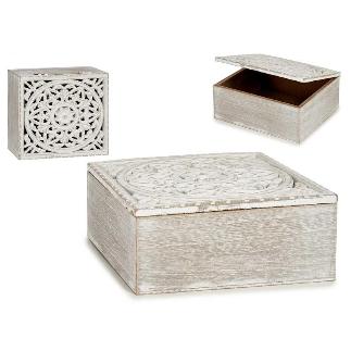 CAJA CALADA MADERA RECTANGULAR BLANC