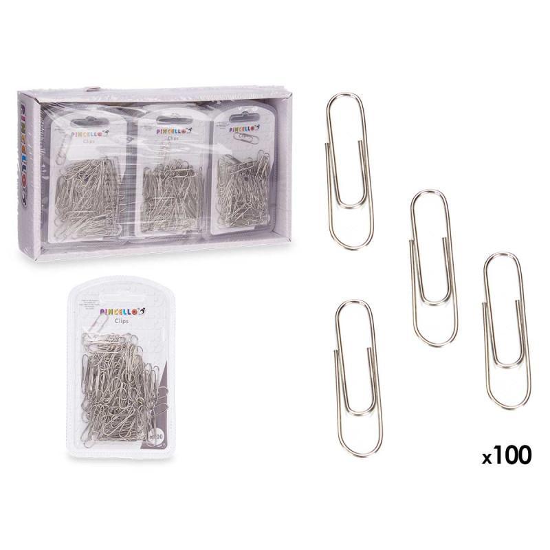 SET 100 CLIPS SILVER PEQ