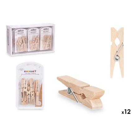 SET 12 PINZAS MADERA NATURAL MED
