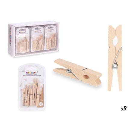 SET 9 PINZAS MADERA NATURAL GRD