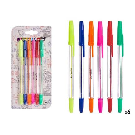 SET 6 BOLIGRAFOS NORMALES FLUOR
