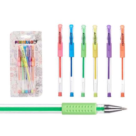 SET 6 BOLIGRAFOS GEL FLUOR