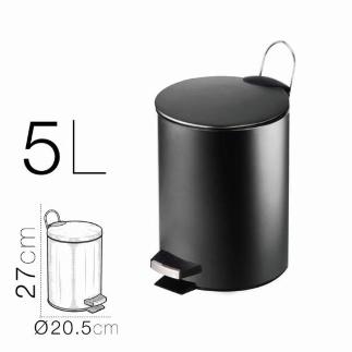 PAPELERA METALICA NEGRA 5 L DIAM 20.5X27 CM