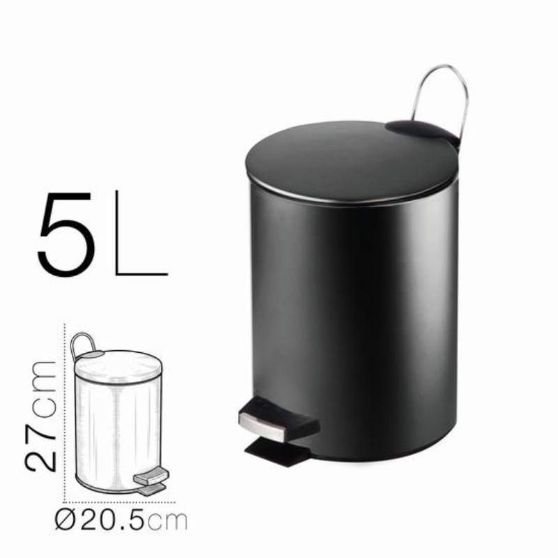 PAPELERA METALICA NEGRA 5 L DIAM 20.5X27 CM