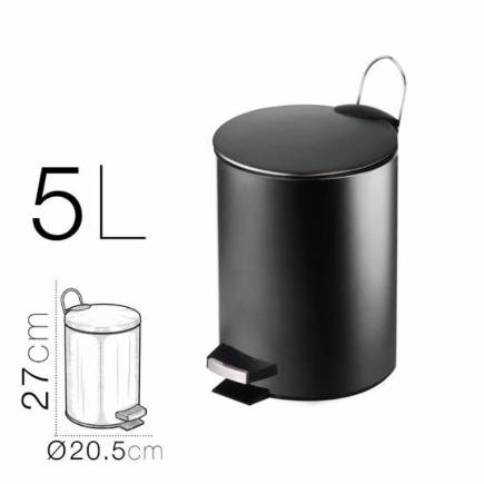 PAPELERA METALICA NEGRA 5 L DIAM 20.5X27 CM