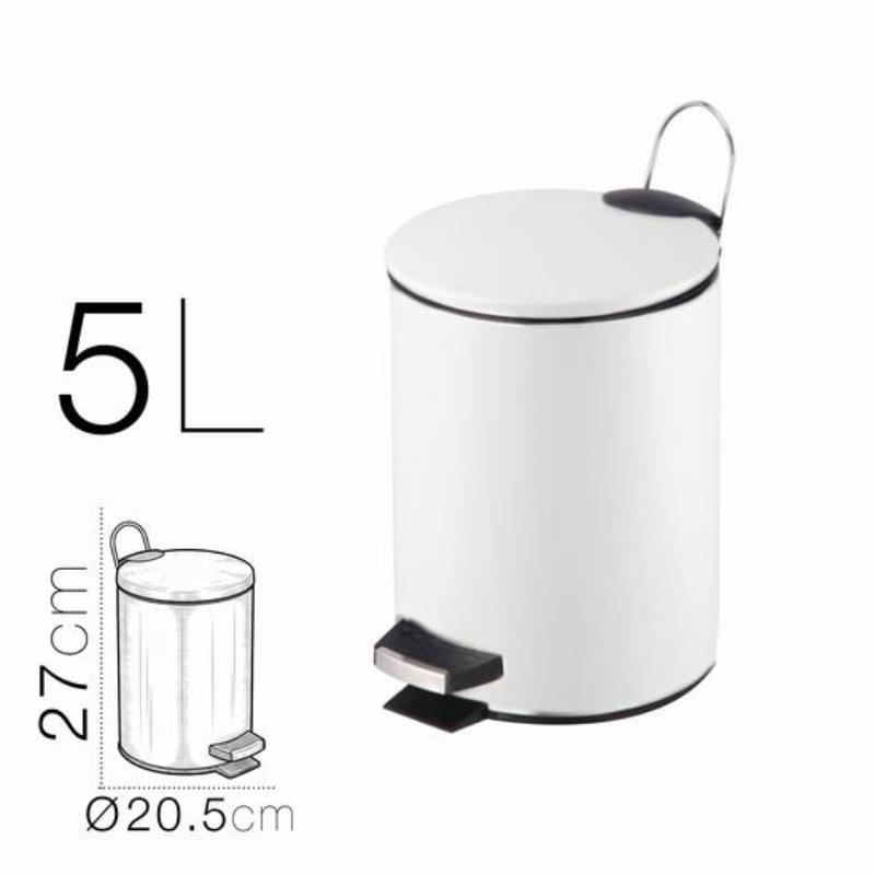 PAPELERA METALICA BLANCA 5 L DIAM 20.5X27