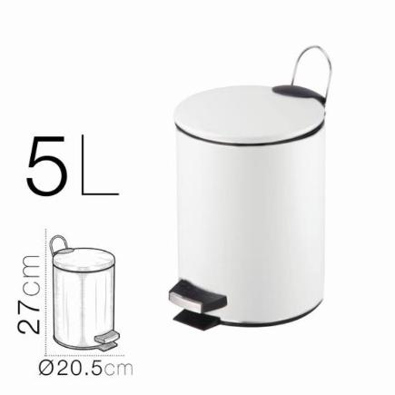 PAPELERA METALICA BLANCA 5 L DIAM 20.5X27