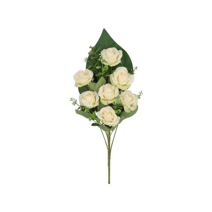 CONJUNTO ROSAS-EUCA X8-52 CM CREMA