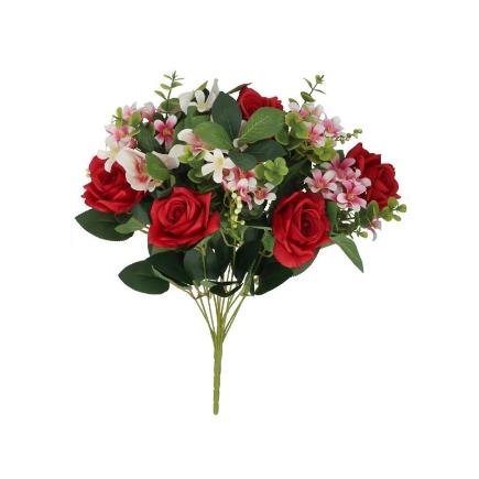 RAMO ROSAS MIX X12-50 CM ROJO
