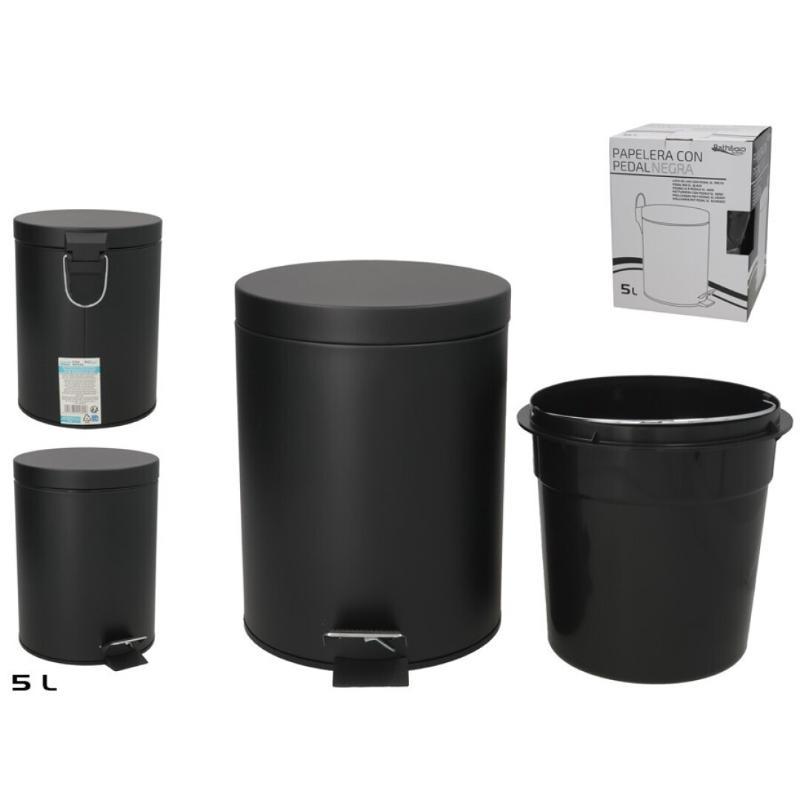 PAPELERA CON PEDAL 5 L 20.5X20.5X27 CM NEGRA