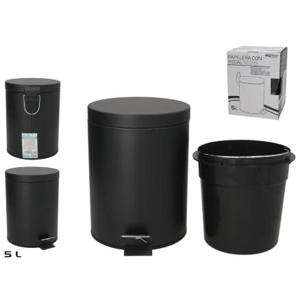 PAPELERA CON PEDAL 5 L 20.5X20.5X27 CM NEGRA