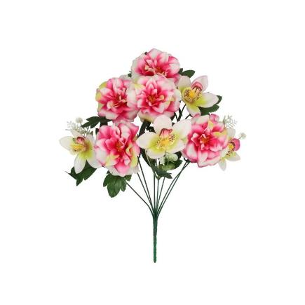 RAMO CAMELIAS-ORQUIDEAS X9-43 CM FUCSIA