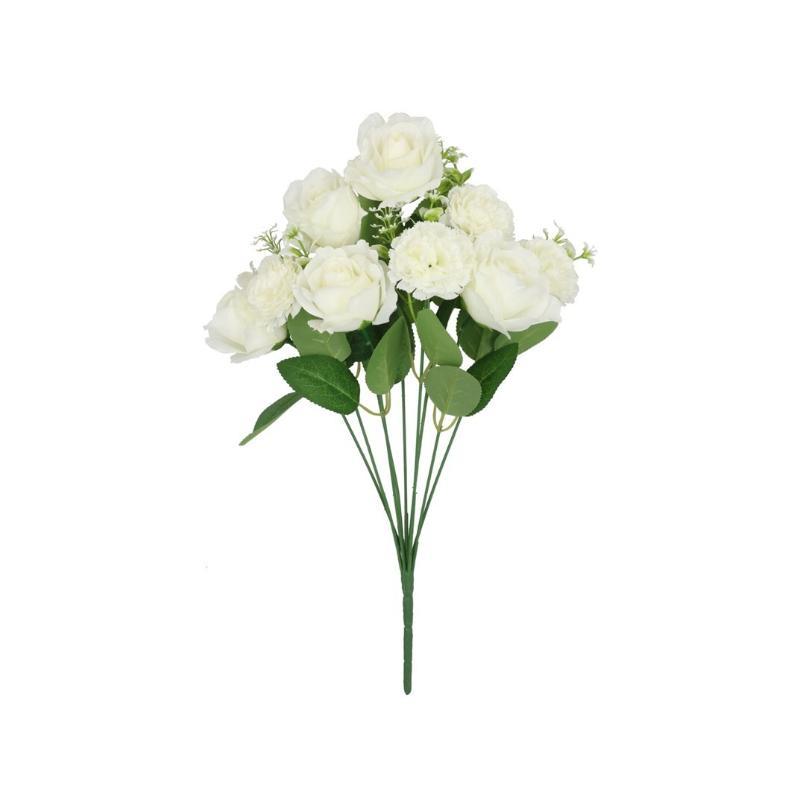 RAMO ROSAS-CLAVELES X 9-46CM BLANCO