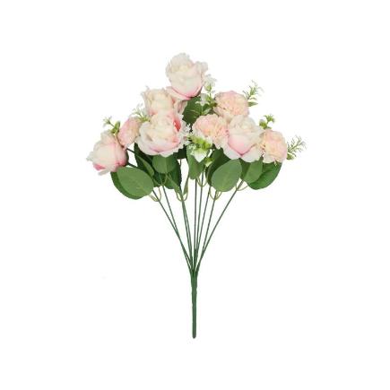 RAMO ROSAS-CLAVELES X9-46 CM ROSA