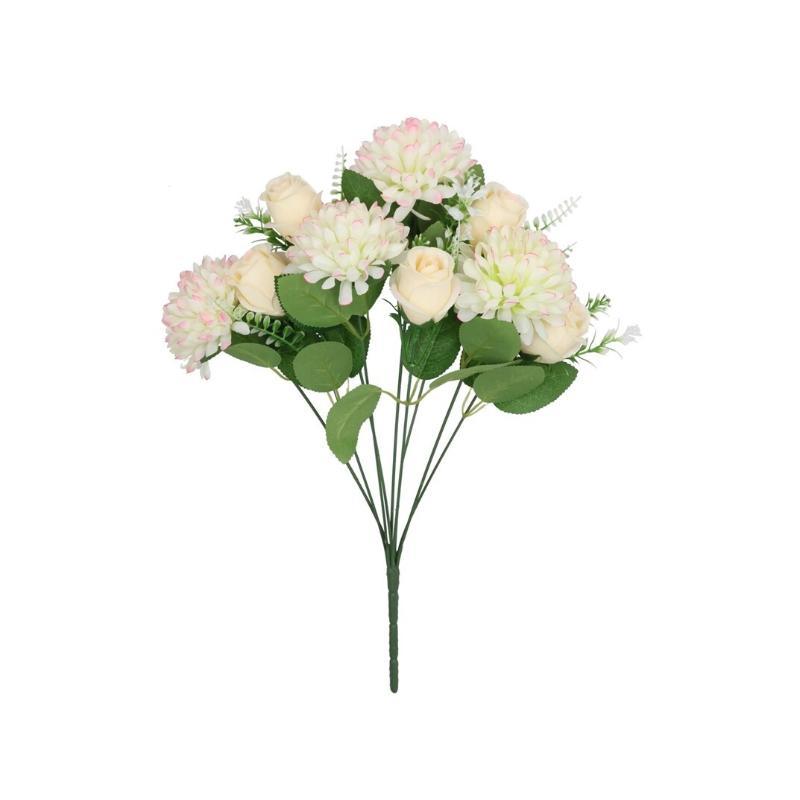 RAMO CRISANTEMO-CAPULLOS X9-45 CM CREMA
