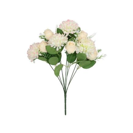 RAMO CRISANTEMO-CAPULLOS X9-45 CM CREMA