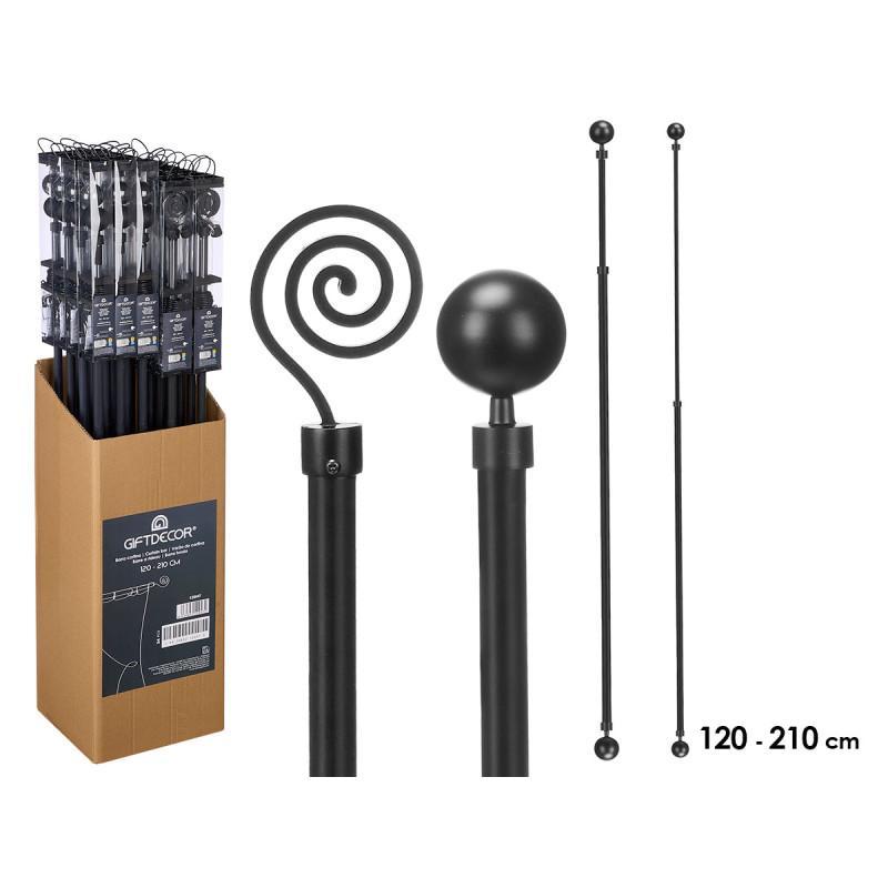 BARRA CORTINA SURT 2 120-210 CM NEGRO