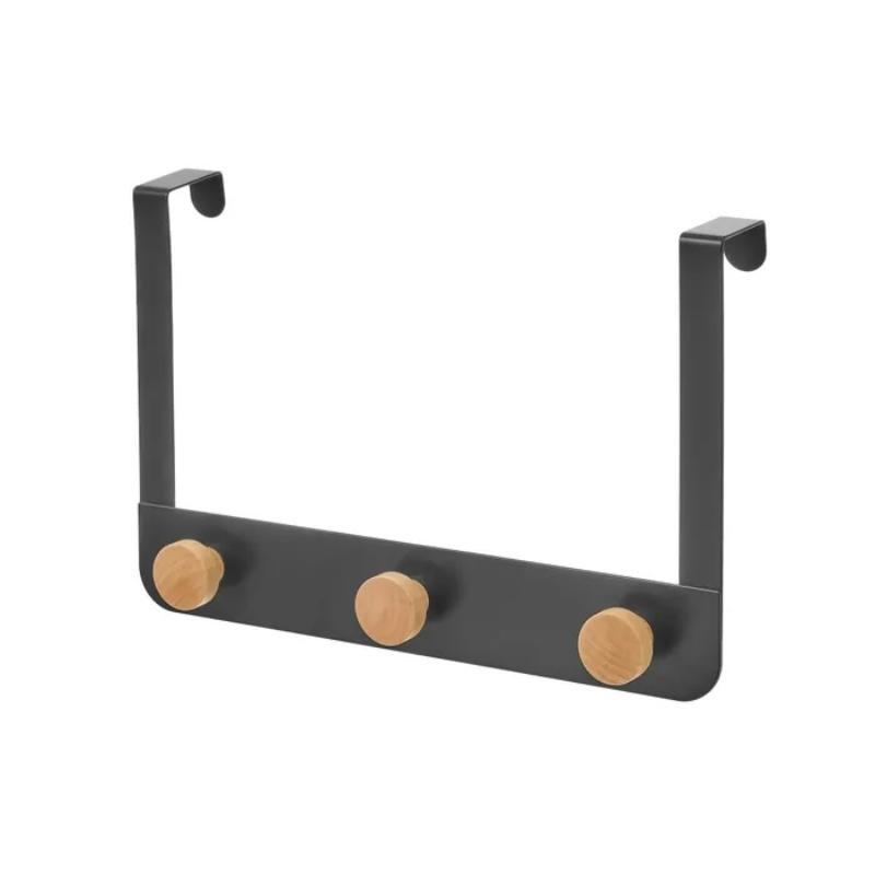 PERCHA 3 GANCHOS METAL-MADERA NEGRO 30X8X20 CM