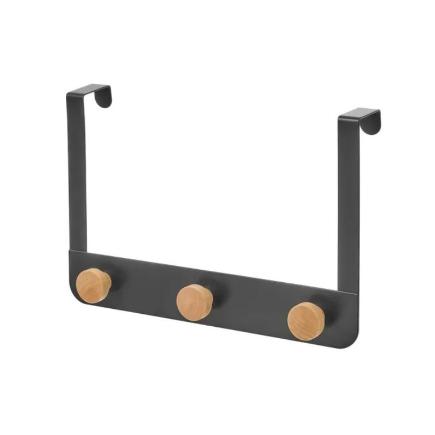 PERCHA 3 GANCHOS METAL-MADERA NEGRO 30X8X20 CM