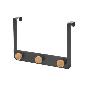 PERCHA 3 GANCHOS METAL-MADERA NEGRO 30X8X20 CM