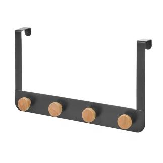 PERCHA 4 GANCHOS METAL-MADEAR NEGRO 35X8X20 CM