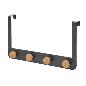 PERCHA 4 GANCHOS METAL-MADEAR NEGRO 35X8X20 CM