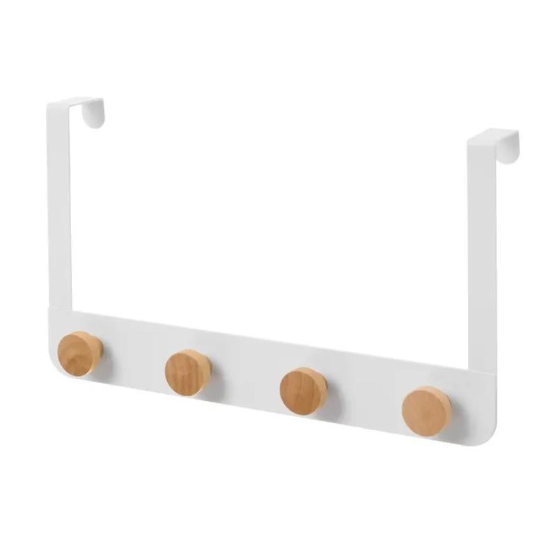 PERCHA 4 GANCHOS METAL-MADERA BLANCO 35X8X20 CM