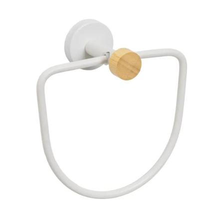 TOALLERO METAL-BAMBU BLANCO 17X9X18 CM