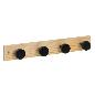 PERCHERO 4 GANCHOS PINO NATURAL-NEGRO 40X5.5X6 CM