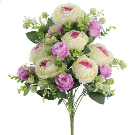 PALMA PEONIAS ROSAS LILA