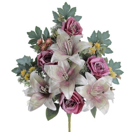 RAMO LILIUM ROSAS VINTAGE BURDEOS