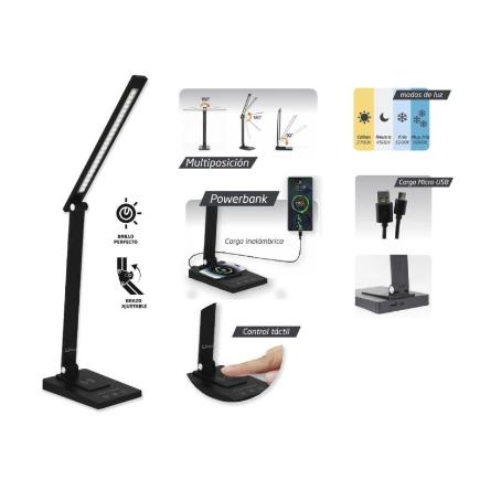 LAMPARA ESTUDIO LED CON POWERBANK NEGRO