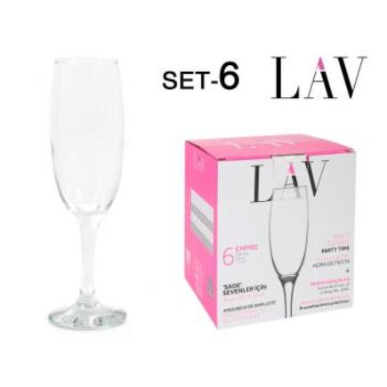 SET 6 COPAS CAVA 220 CC EMPI